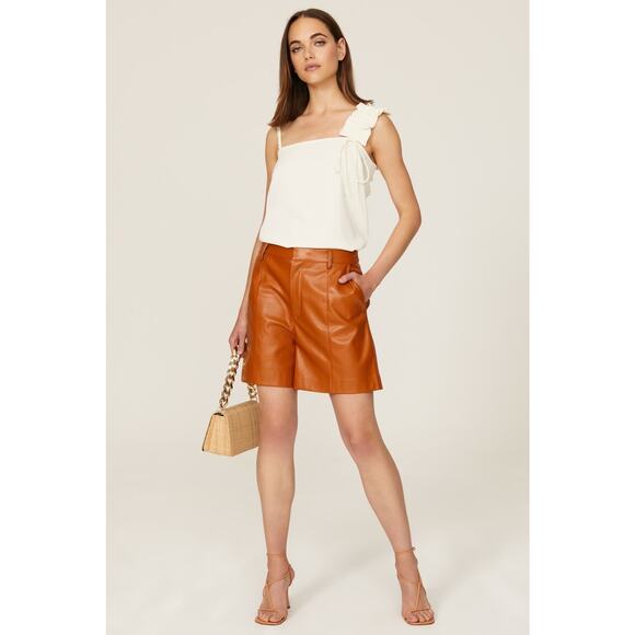 Jason Wu Collection Brown Vegan Faux Leather High Rise Shorts Size 4‎ - Picture 2 of 9
